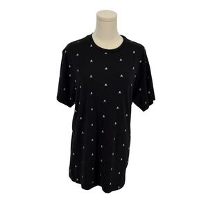 DENIM FLOWER RICKY SINGH Skull Print Black Cotton T Shirt XL